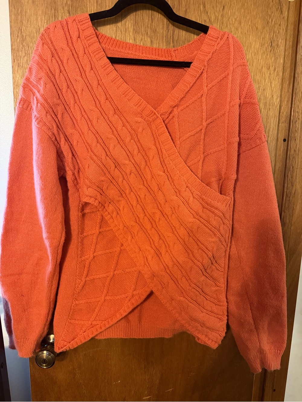 Womens Orange Cable Knit Wrap Sweater Size Large BNWOT